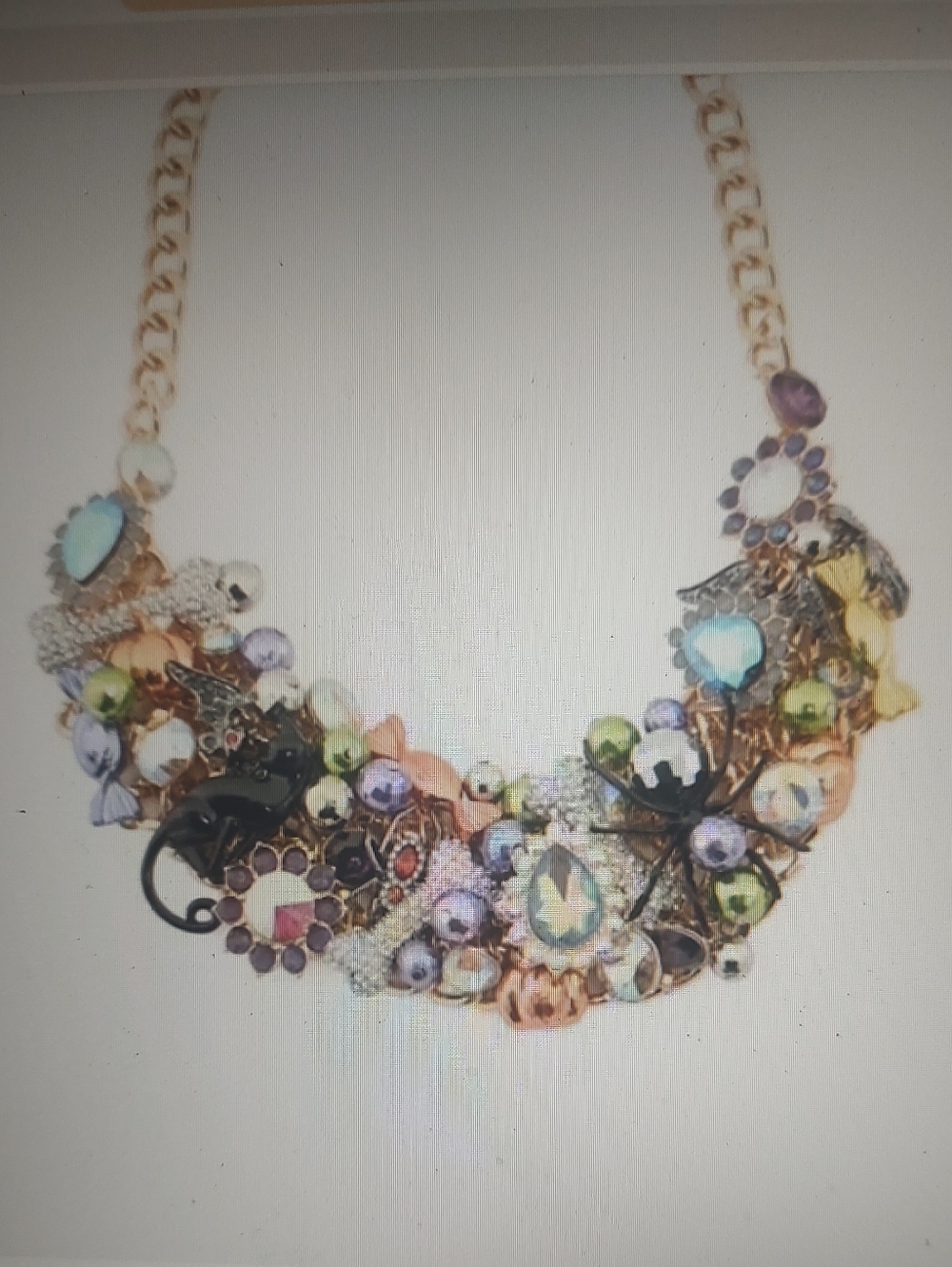 BETSEY JOHNSON Halloween Charm Bib Chain Link Statement Necklace NEW